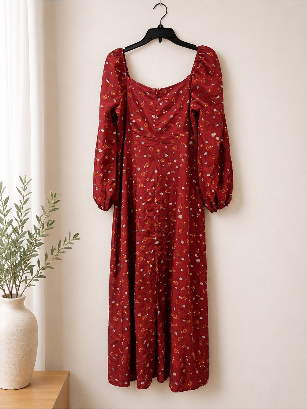 SHEIN Red Floral Long Sleeve Maxi Dress | XL - Picture 4 of 5